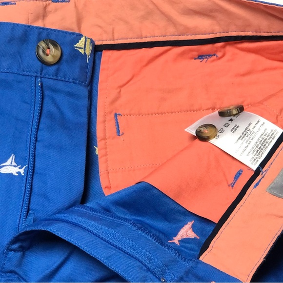 Columbia PFG Sailfish Shorts 36 Blue with Peach, Yellow Sailfish Zip Button Fly - Picture 5 of 10